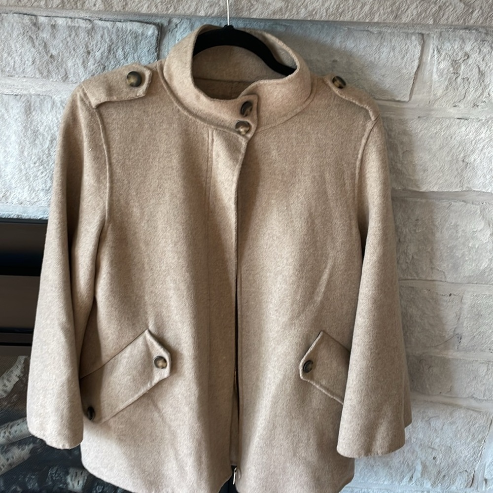 Zara Hand Made Wool Coat in Beige